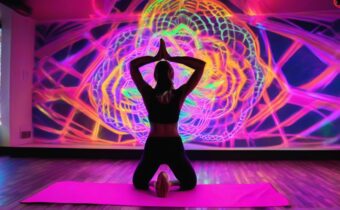 This crazy new trend combines yoga and a blacklight spin class