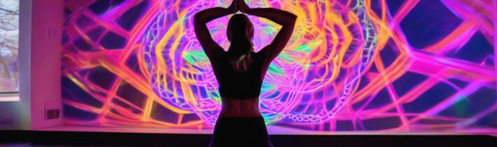 This crazy new trend combines yoga and a blacklight spin class