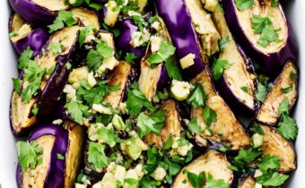 Food 52’s Healthiest Roasted Eggplant with Artichoke Hearts and Salsa Verde
