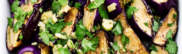 Food 52’s Healthiest Roasted Eggplant with Artichoke Hearts and Salsa Verde